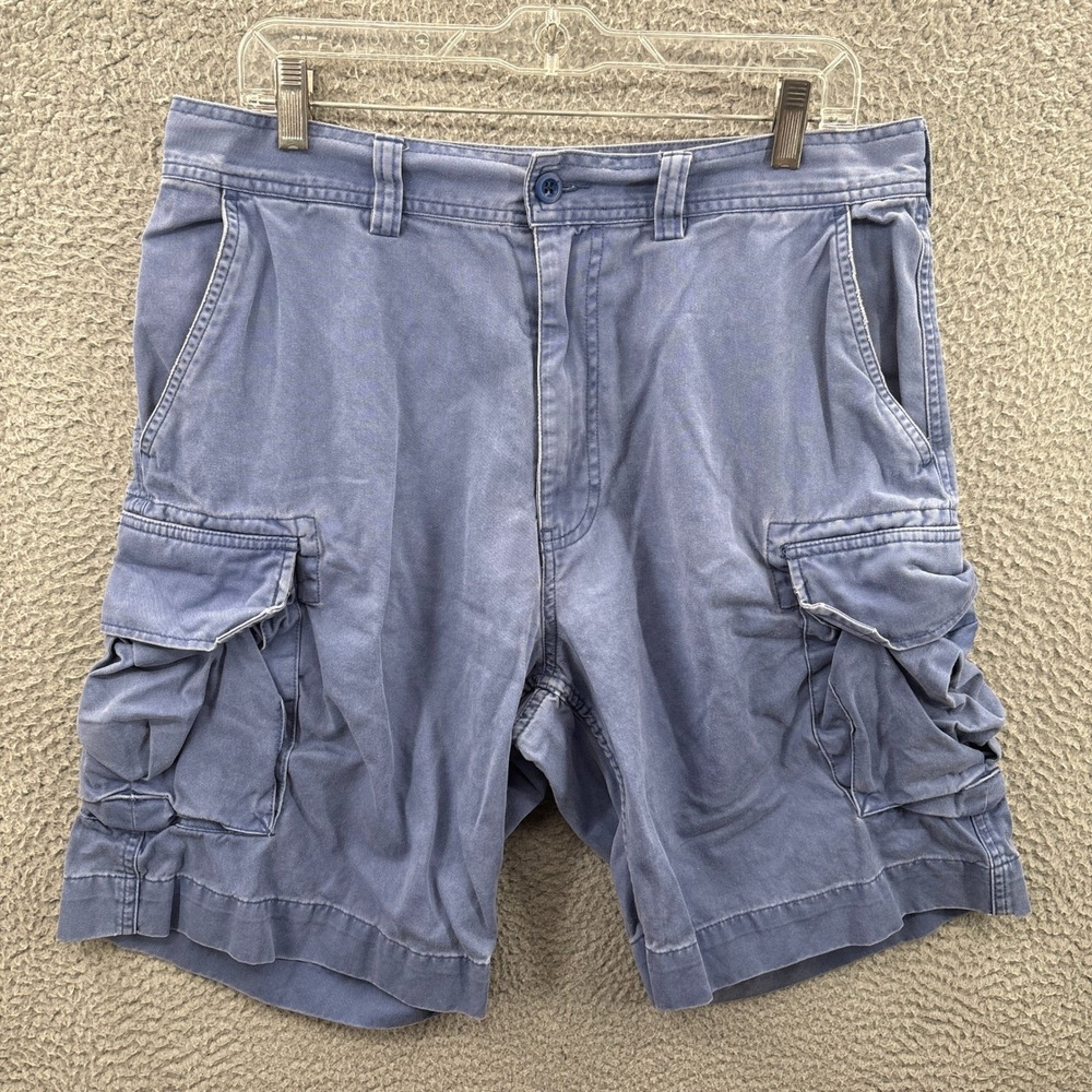 Vintage Polo Ralph Lauren Cargo Shorts Mens 34 Blue Faded Multi-Pocket Y2K Chino